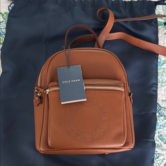 Cole Haan Tan Leather Backpack - Picture 1 of 4